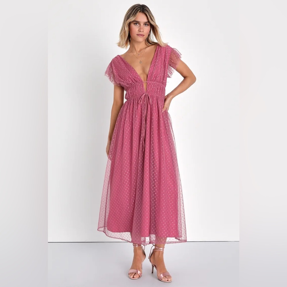 NWT Lulus Yours Evermore Mauve Midi Dress